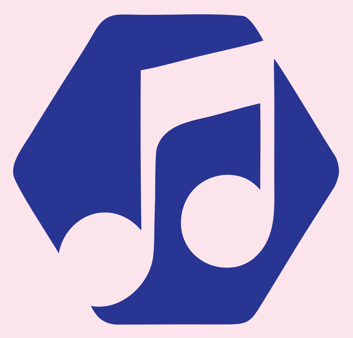 Music Note Hexagon Badge #fce4ec/#283593