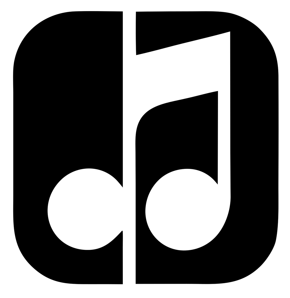 Negative Space Note Square Logo #ffffff/#000000