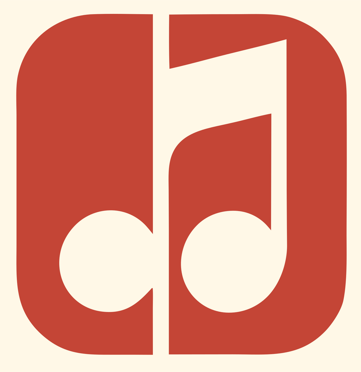Negative Space Note Square Logo #fff8e7/#c44536