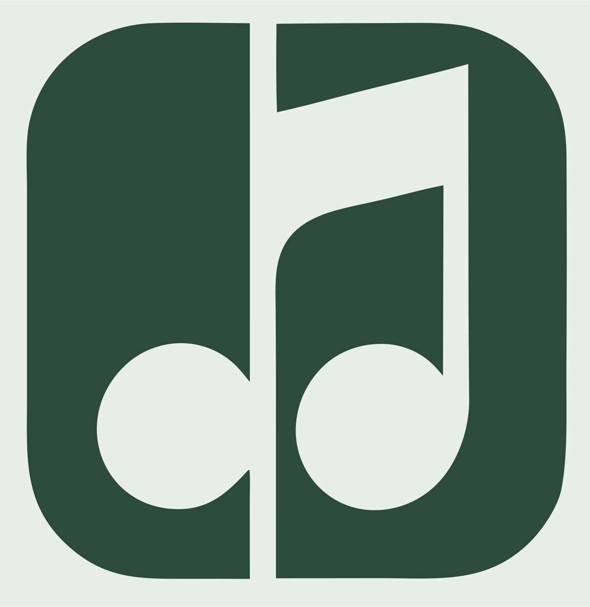 Negative Space Note Square Logo #e8efe9/#2d4a3e