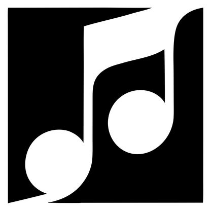 Inverse Beamed Notes Square Badge #ffffff/#000000