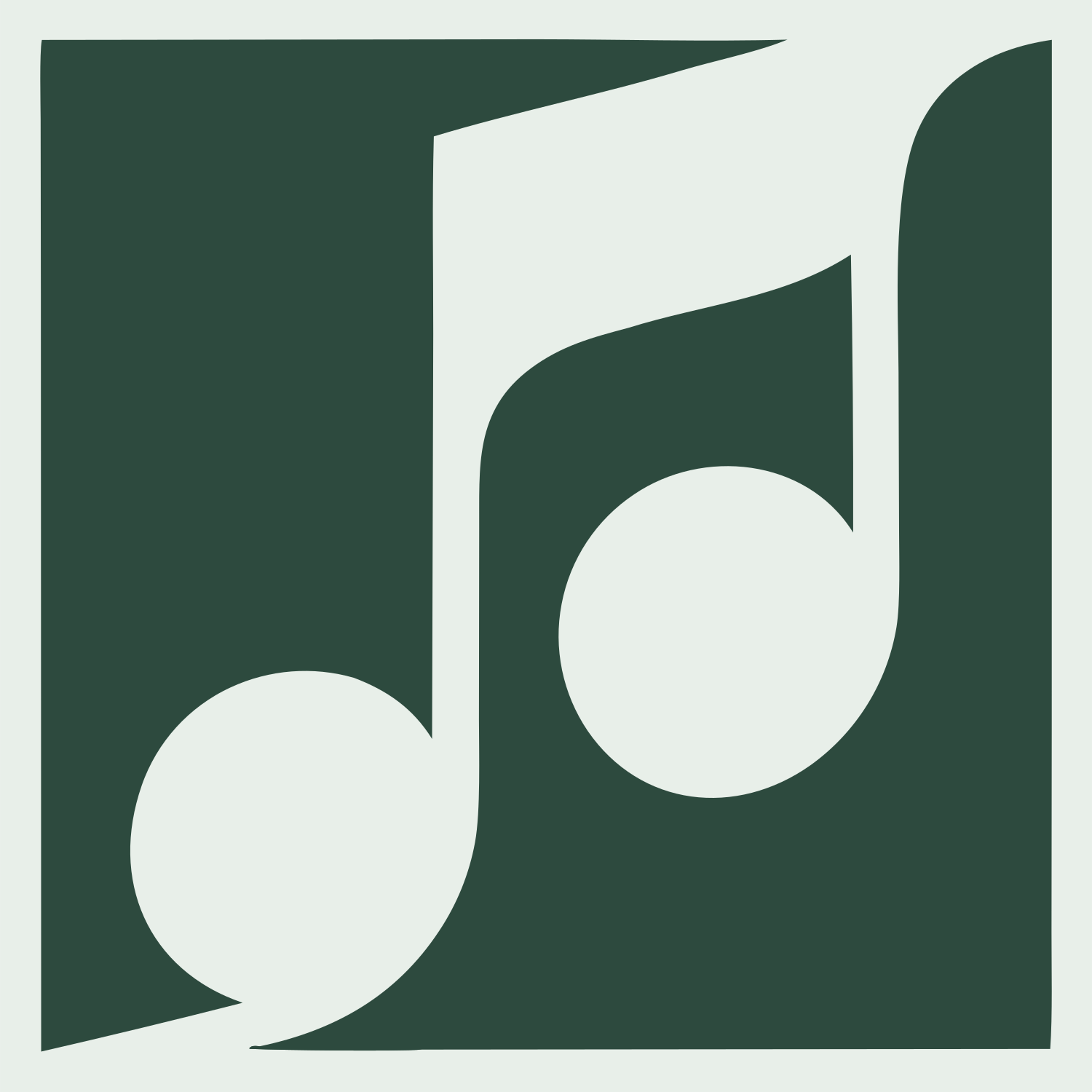 Inverse Beamed Notes Square Badge #e8efe9/#2d4a3e