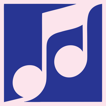 Inverse Beamed Notes Square Badge #fce4ec/#283593