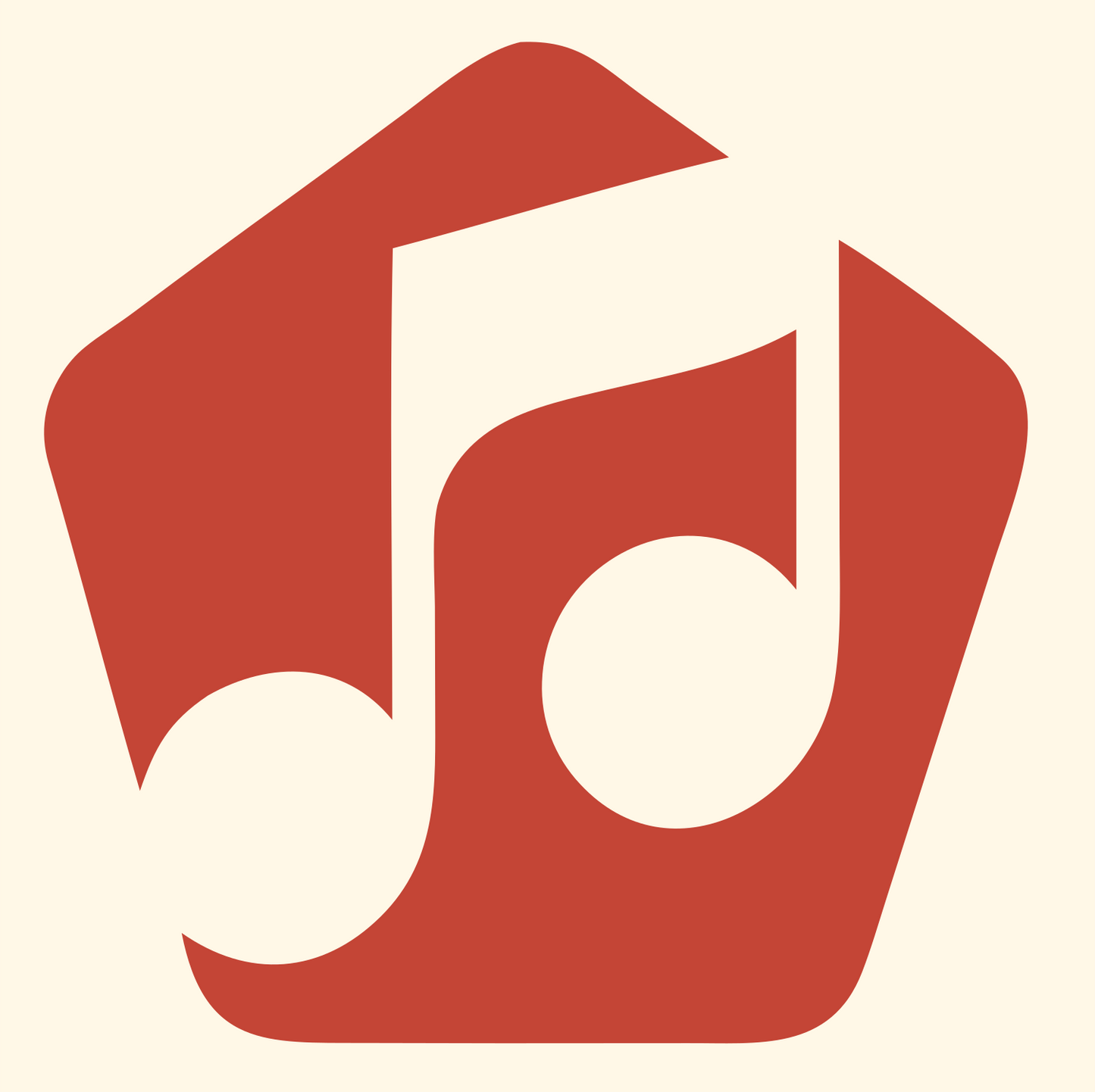 Music Note Pentagon Badge #fff8e7/#c44536