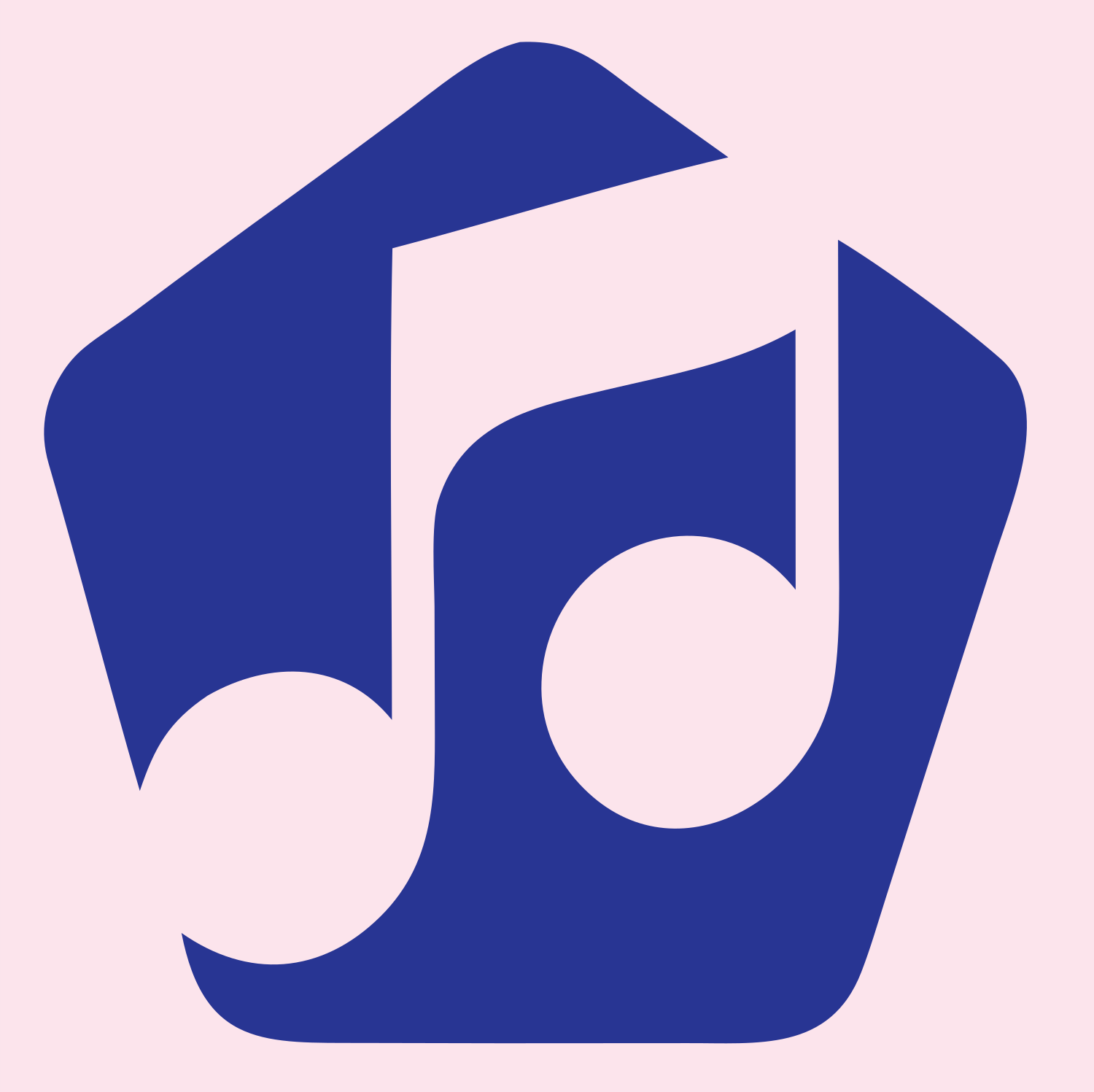 Music Note Pentagon Badge #fce4ec/#283593