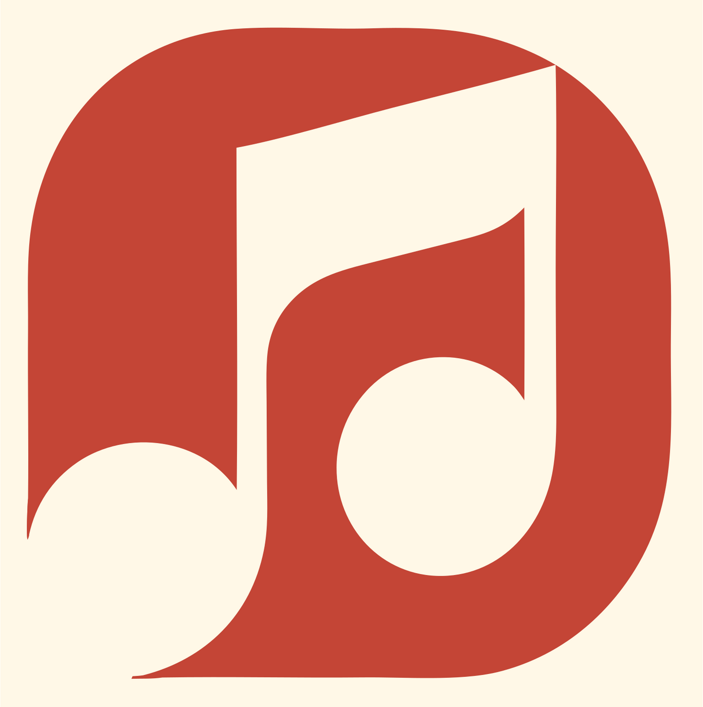 Negative Space Music Note Emblem #fff8e7/#c44536