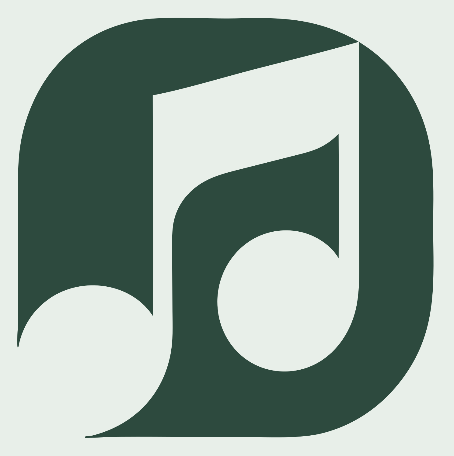 Negative Space Music Note Emblem #e8efe9/#2d4a3e
