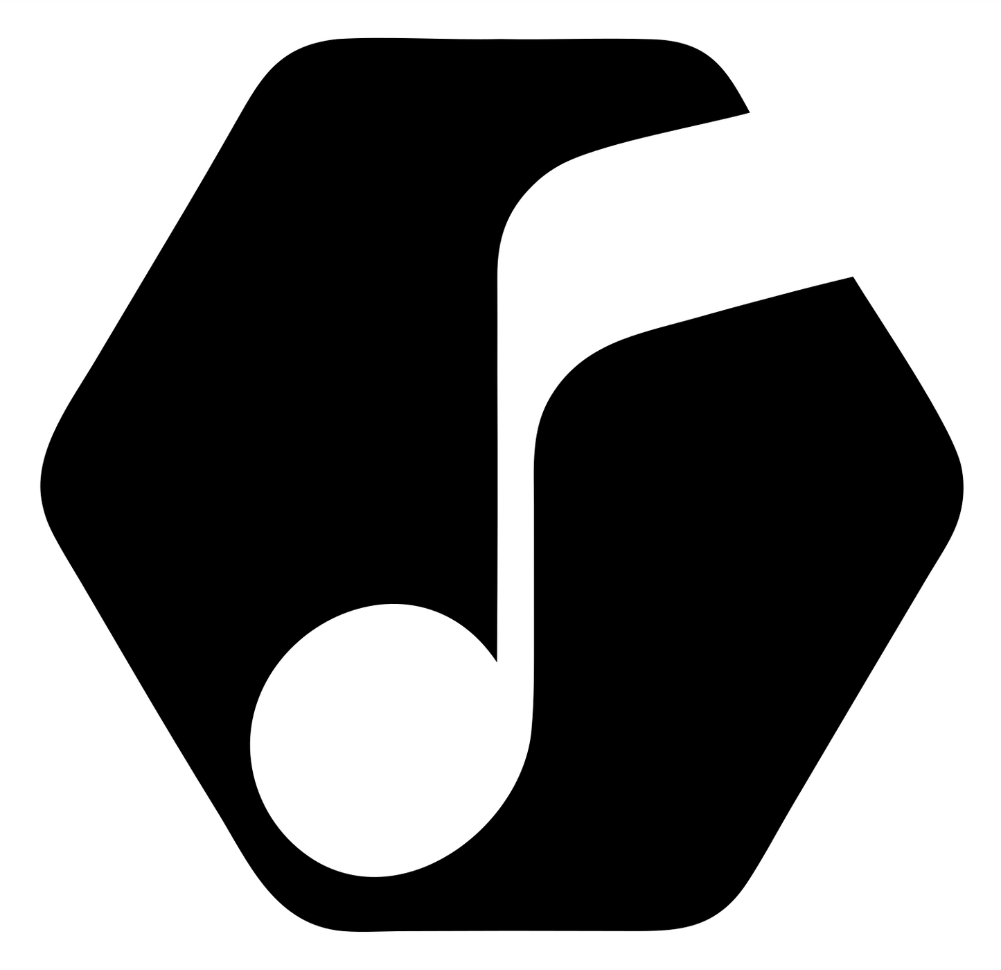 Hexagon Music Note Crest #ffffff/#000000