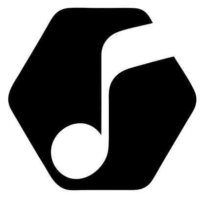 Hexagon Music Note Crest #ffffff/#000000