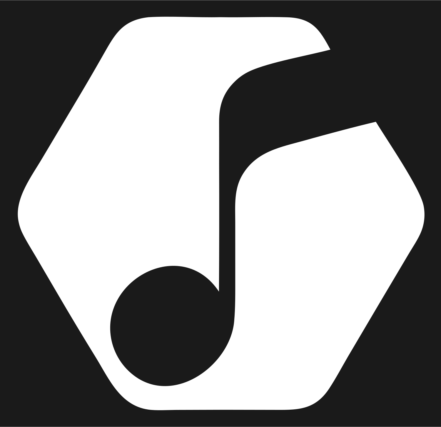 Hexagon Music Note Crest #1a1a1a/#ffffff