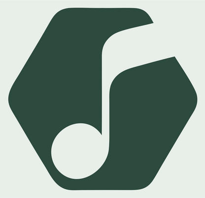 Hexagon Music Note Crest #e8efe9/#2d4a3e