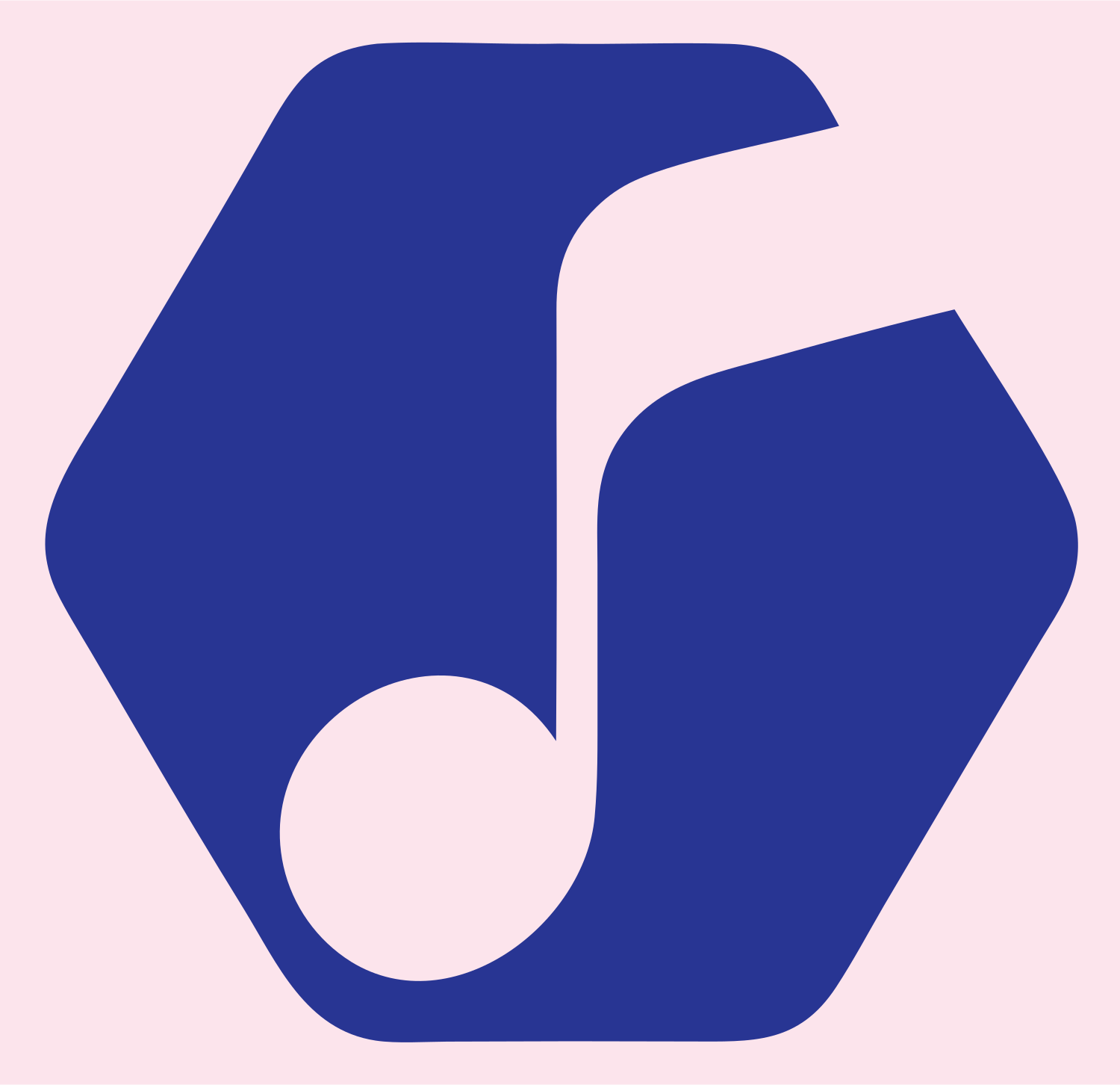 Hexagon Music Note Crest #fce4ec/#283593