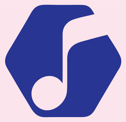 Hexagon Music Note Crest #fce4ec/#283593