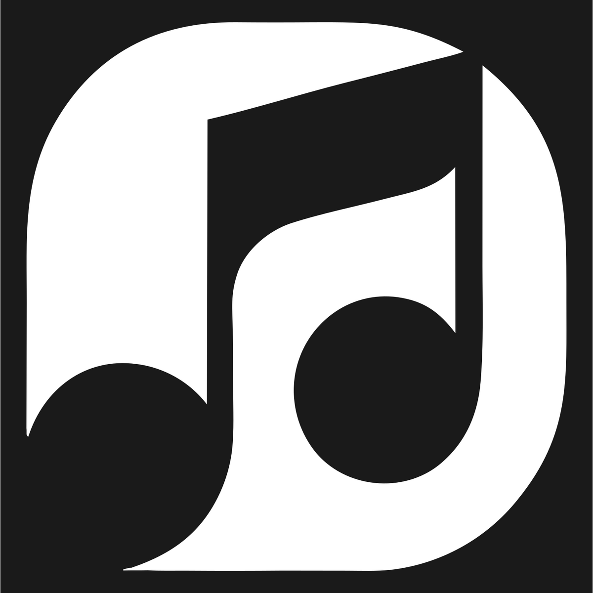 Negative Space Quarter Note Crest #1a1a1a/#ffffff