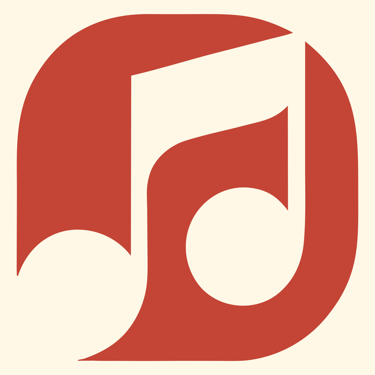 Negative Space Quarter Note Crest #fff8e7/#c44536