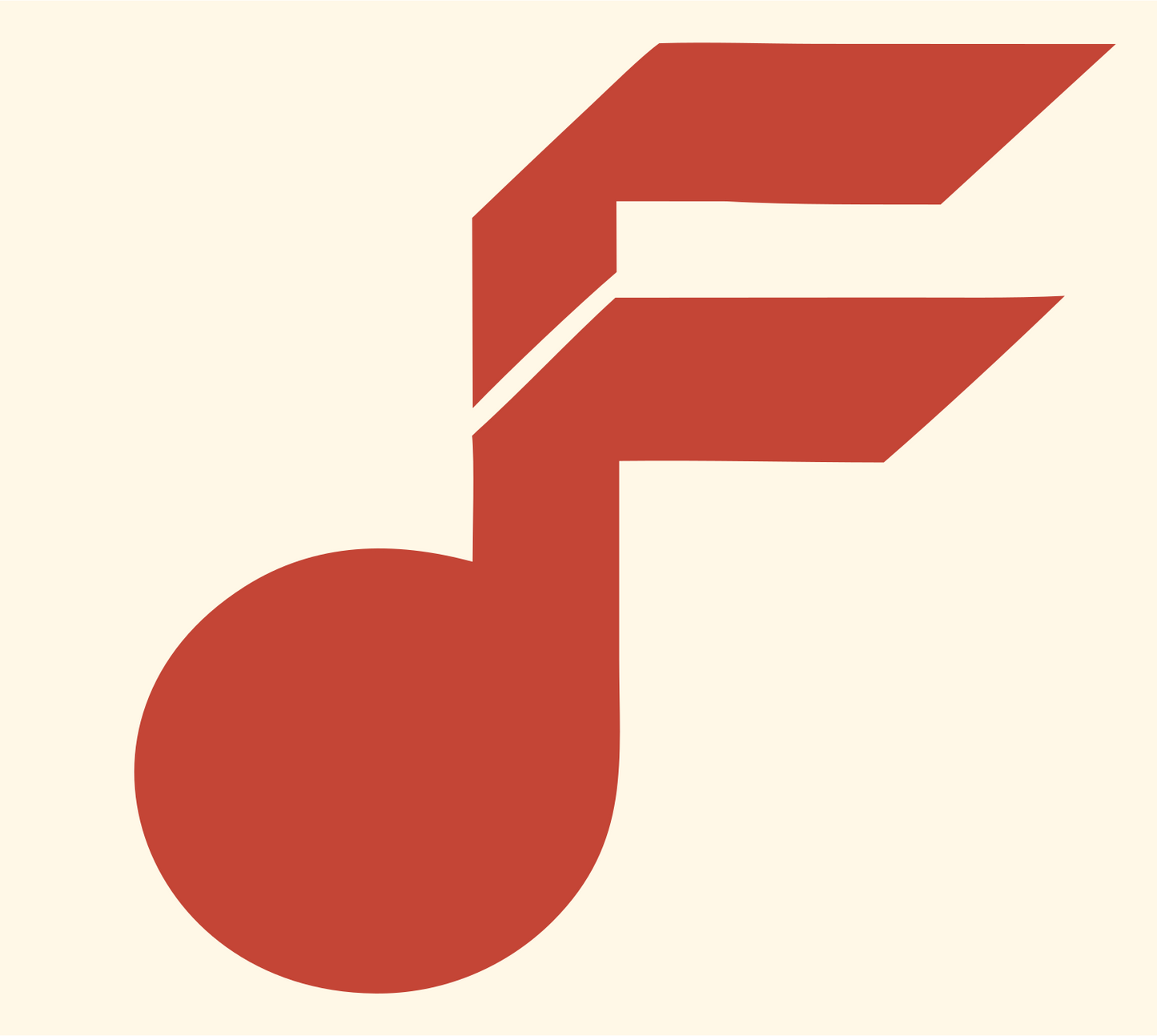 Winged Music Note Mark #fff8e7/#c44536
