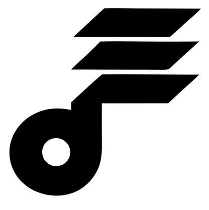 Winged Music Note Emblem #ffffff/#000000