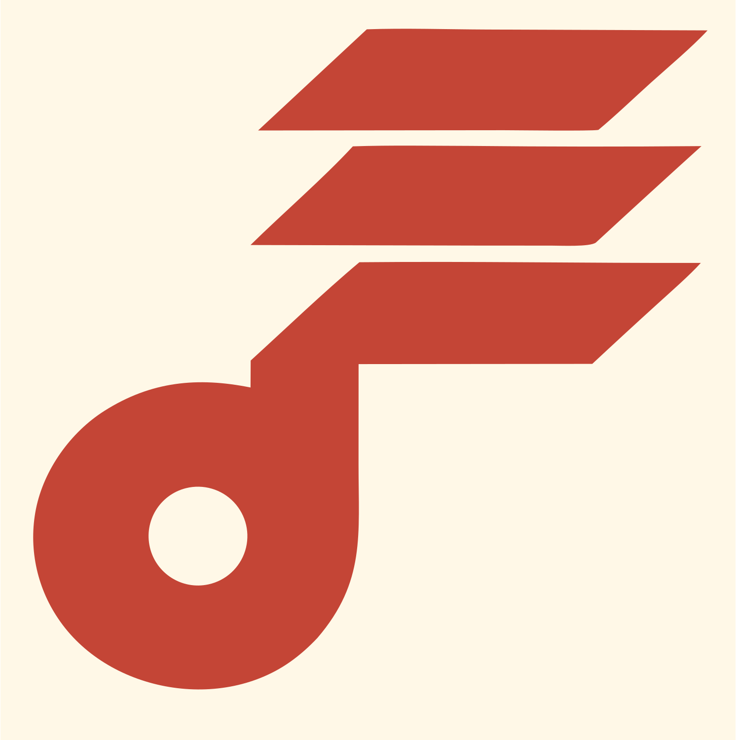 Winged Music Note Emblem #fff8e7/#c44536