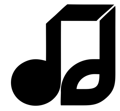 3D Music Note Logo #ffffff/#000000
