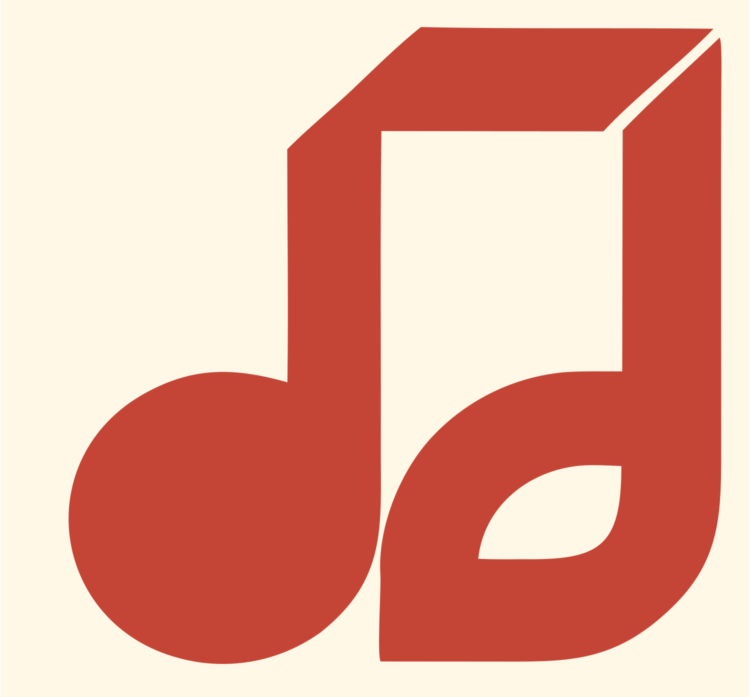 3D Music Note Logo #fff8e7/#c44536