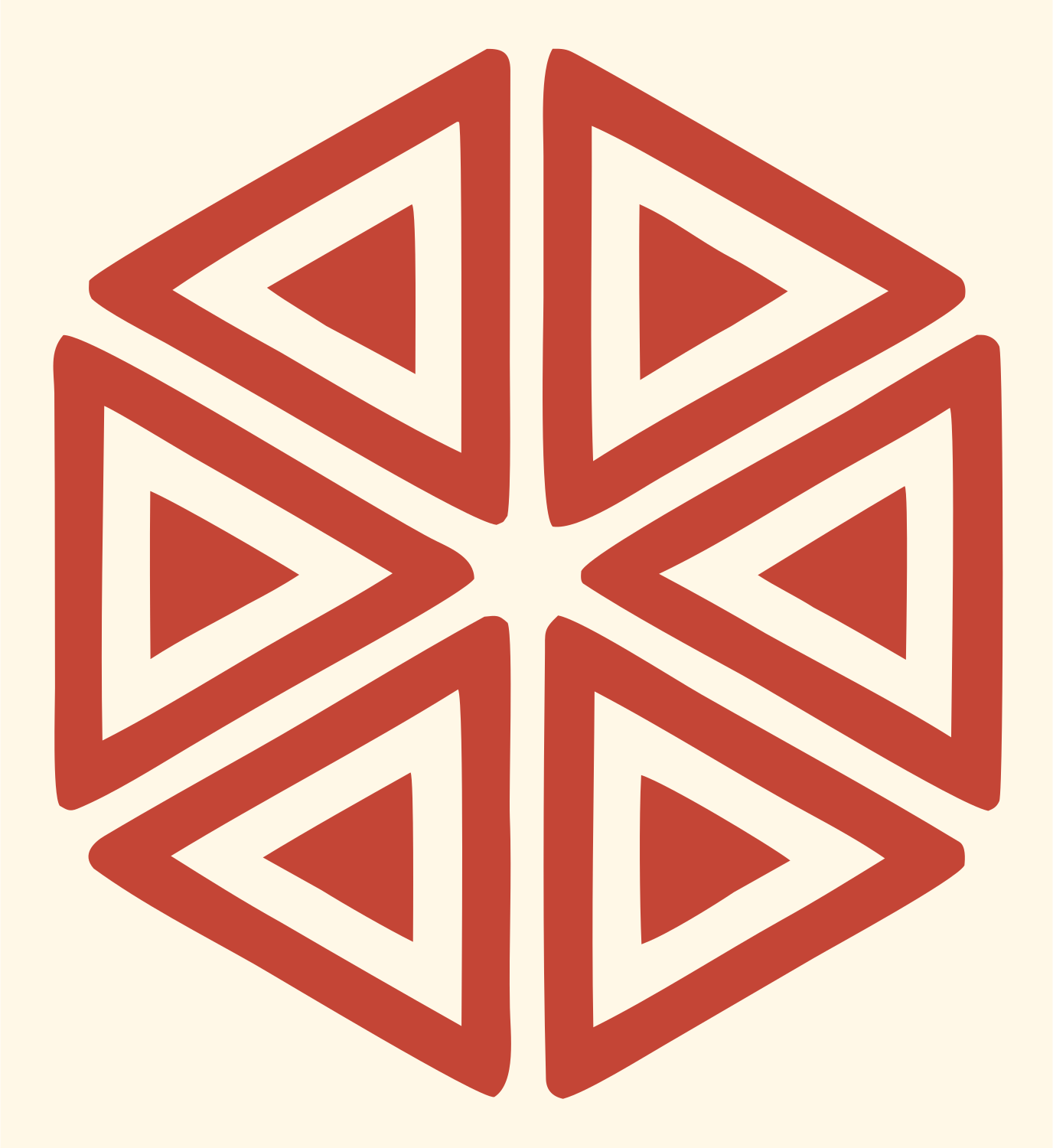 Bold Hexagon Snowflake Emblem #fff8e7/#c44536