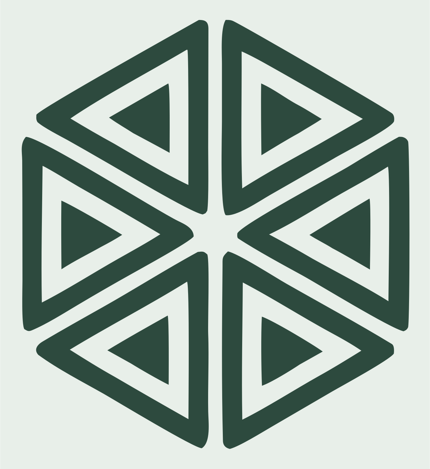 Bold Hexagon Snowflake Emblem #e8efe9/#2d4a3e