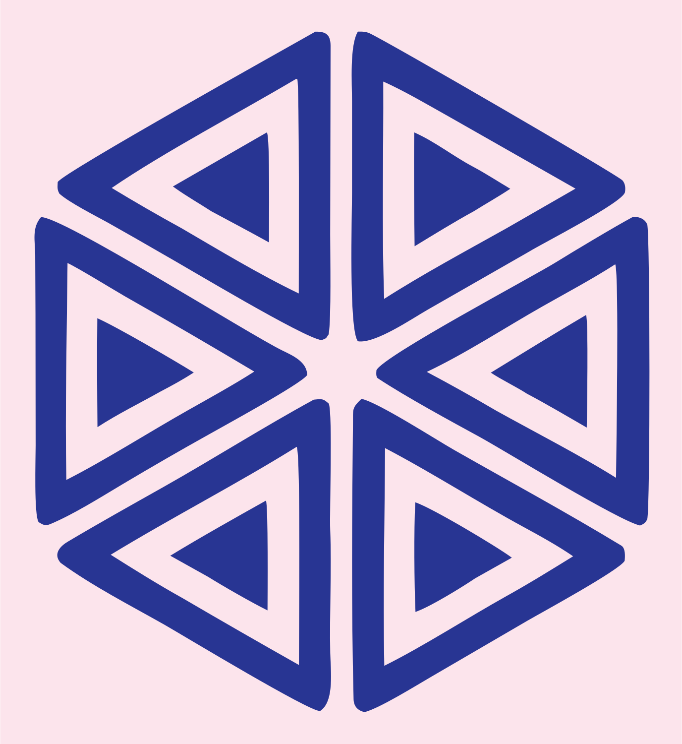 Bold Hexagon Snowflake Emblem #fce4ec/#283593