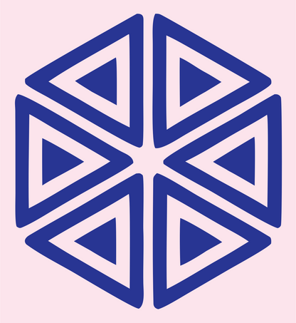 Bold Hexagon Snowflake Emblem #fce4ec/#283593