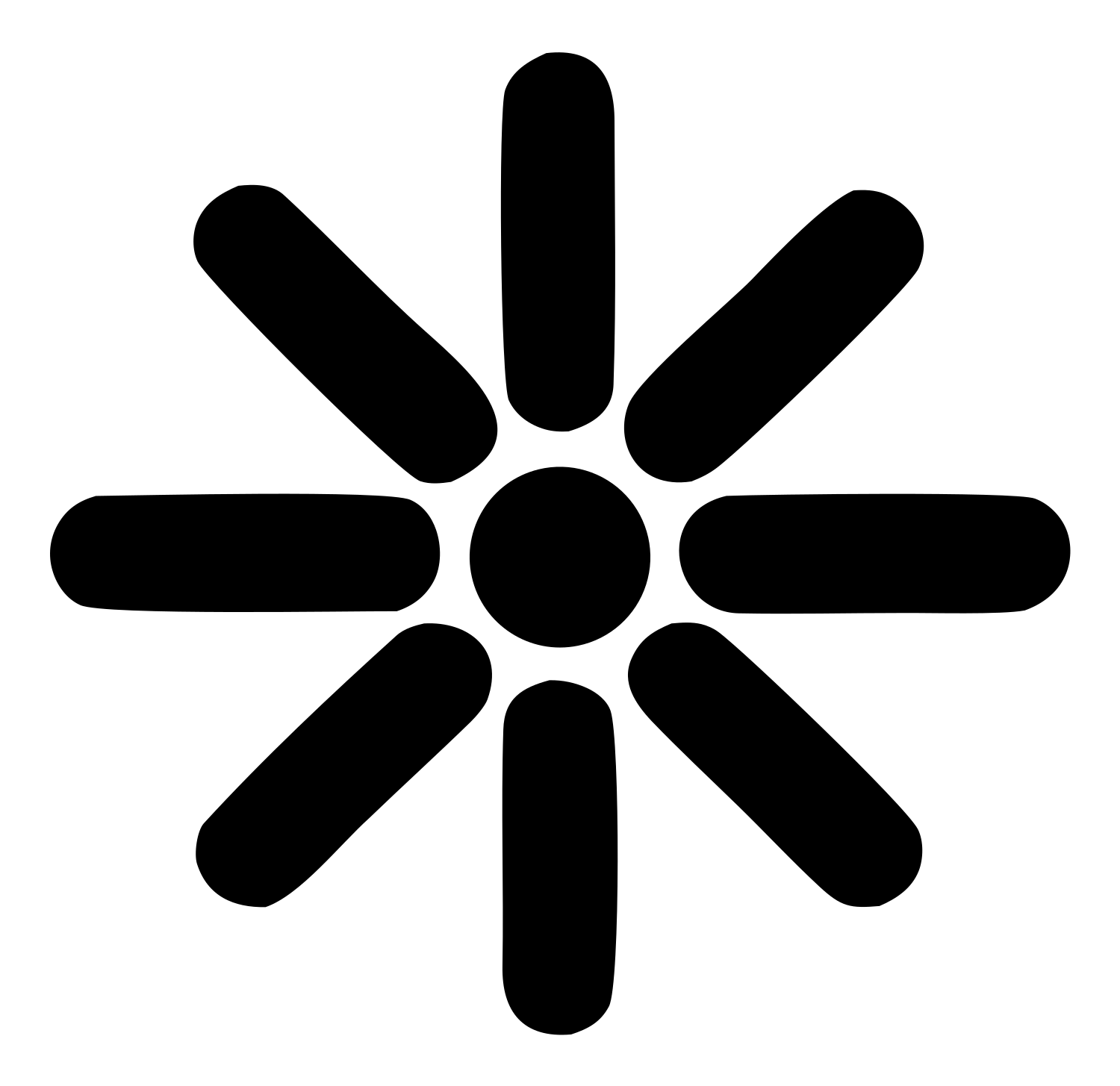 Bold Radial Snowflake Mark #ffffff/#000000