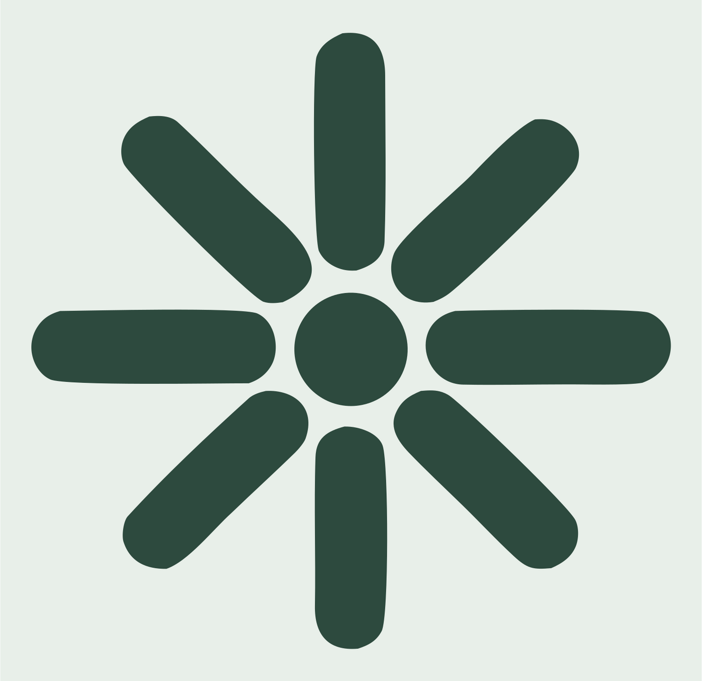 Bold Radial Snowflake Mark #e8efe9/#2d4a3e