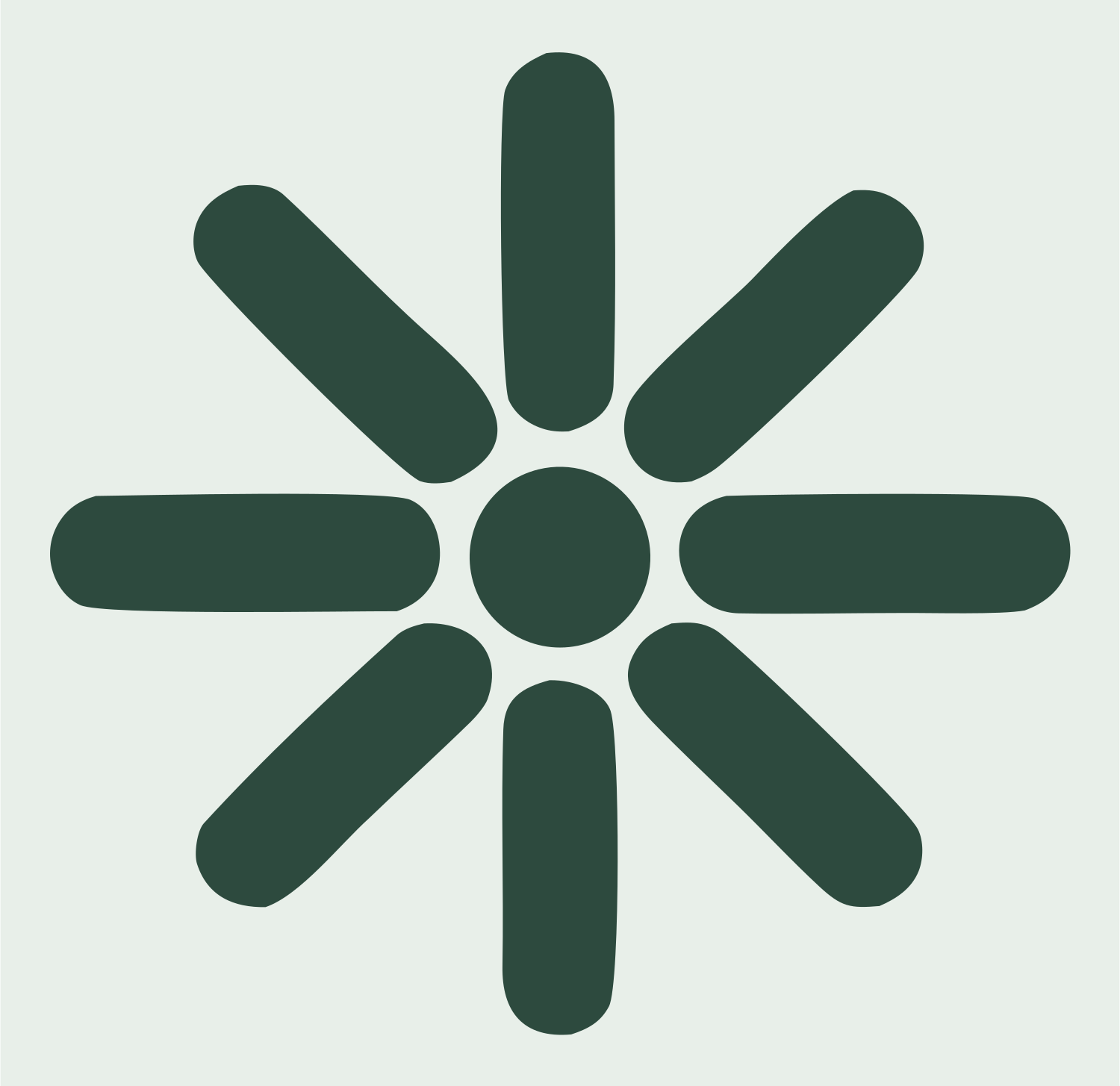 Bold Radial Snowflake Mark #e8efe9/#2d4a3e
