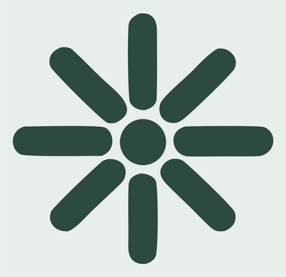 Bold Radial Snowflake Mark #e8efe9/#2d4a3e