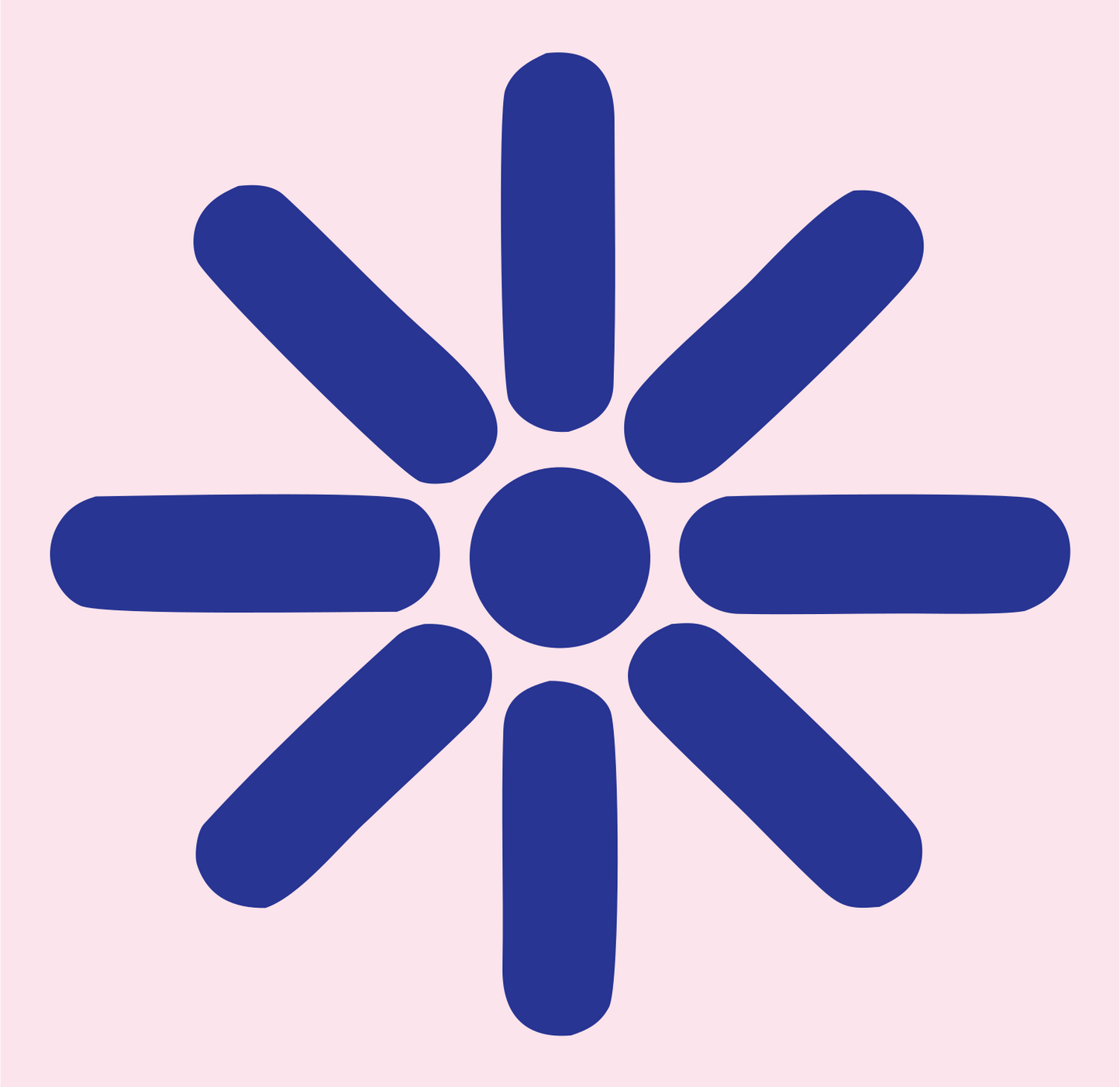 Bold Radial Snowflake Mark #fce4ec/#283593