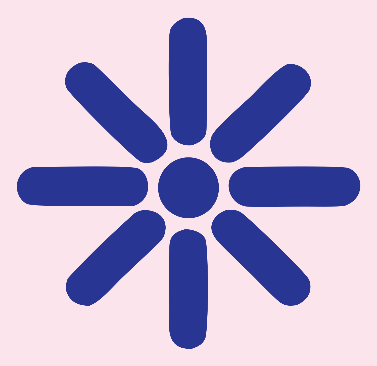 Bold Radial Snowflake Mark #fce4ec/#283593
