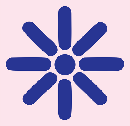 Bold Radial Snowflake Mark #fce4ec/#283593