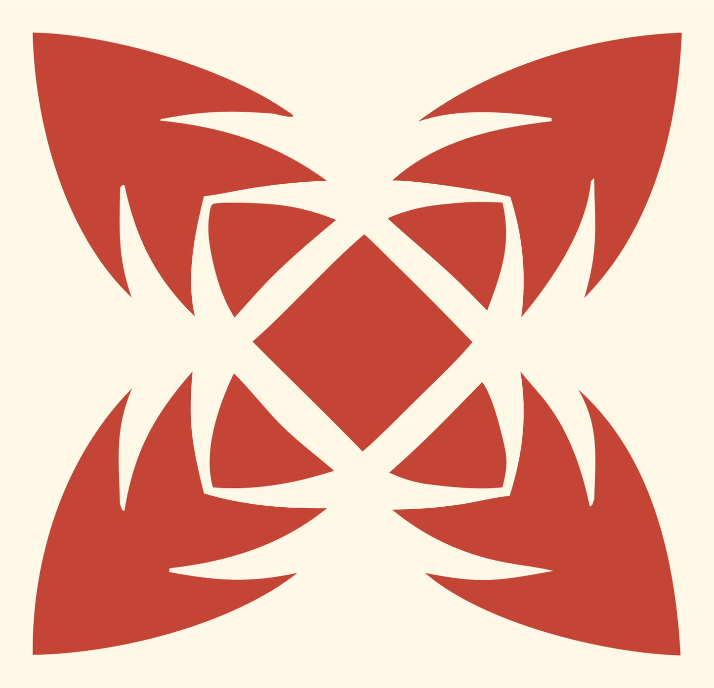 Bold Snowflake Four-Point Badge #fff8e7/#c44536