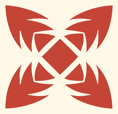 Bold Snowflake Four-Point Badge #fff8e7/#c44536