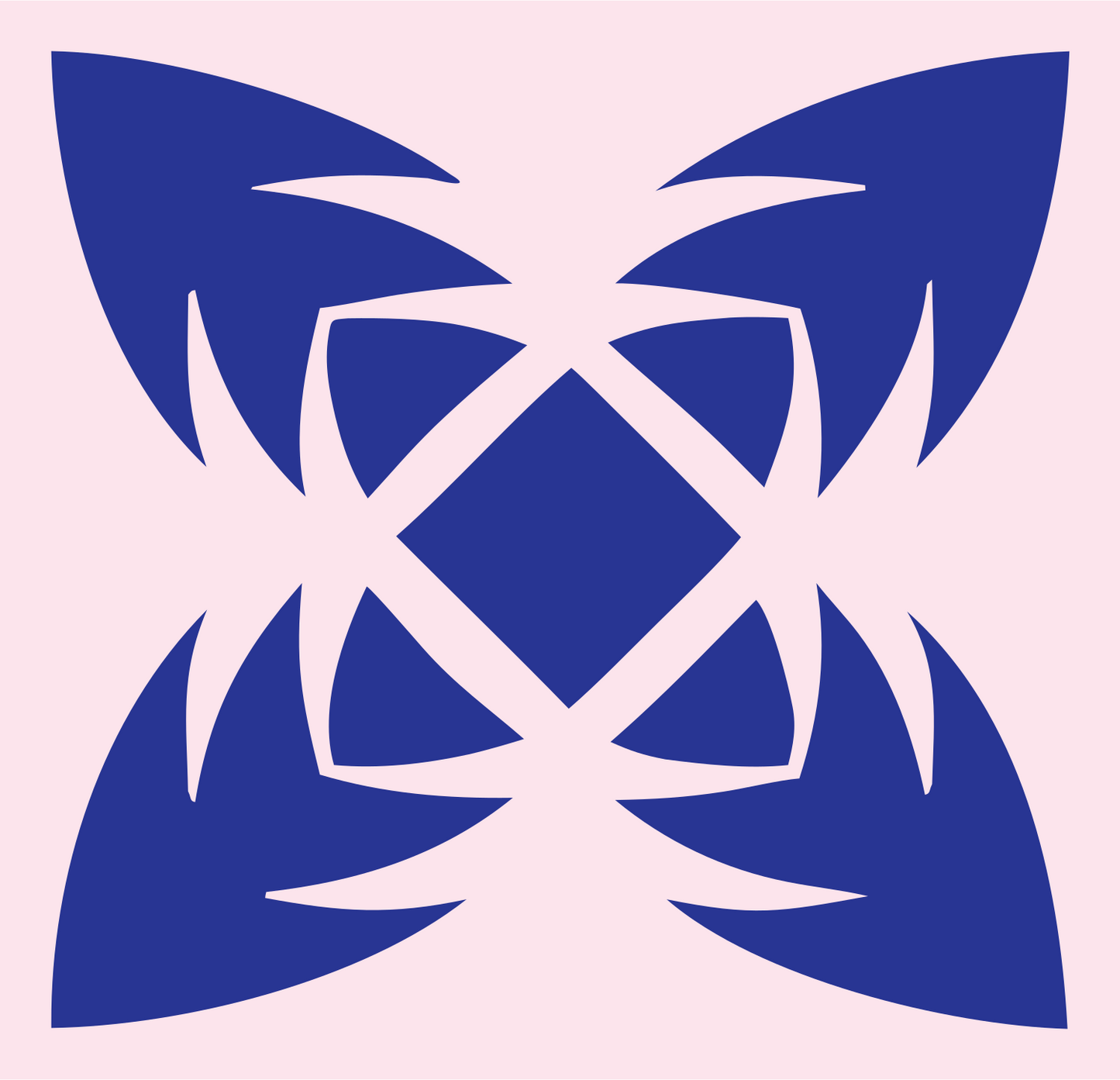 Bold Snowflake Four-Point Badge #fce4ec/#283593