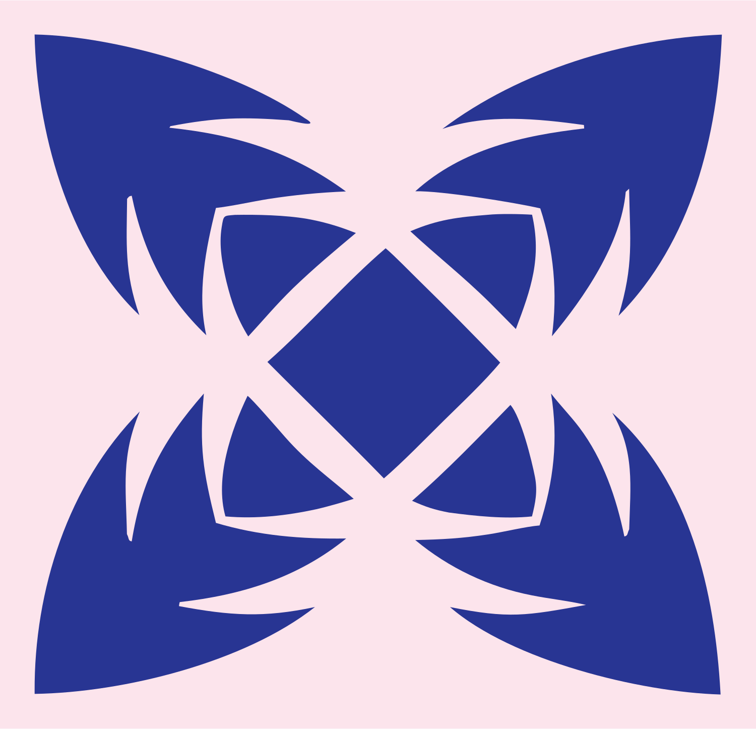 Bold Snowflake Four-Point Badge #fce4ec/#283593