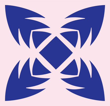 Bold Snowflake Four-Point Badge #fce4ec/#283593