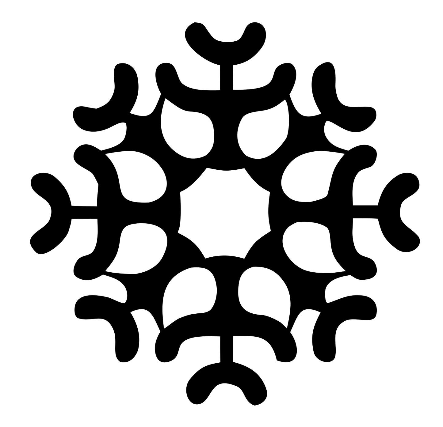 Bold Branching Snowflake Crest #ffffff/#000000