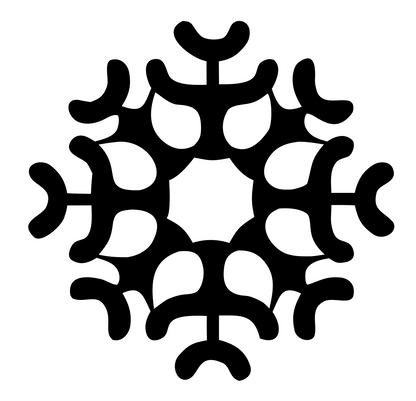 Bold Branching Snowflake Crest #ffffff/#000000