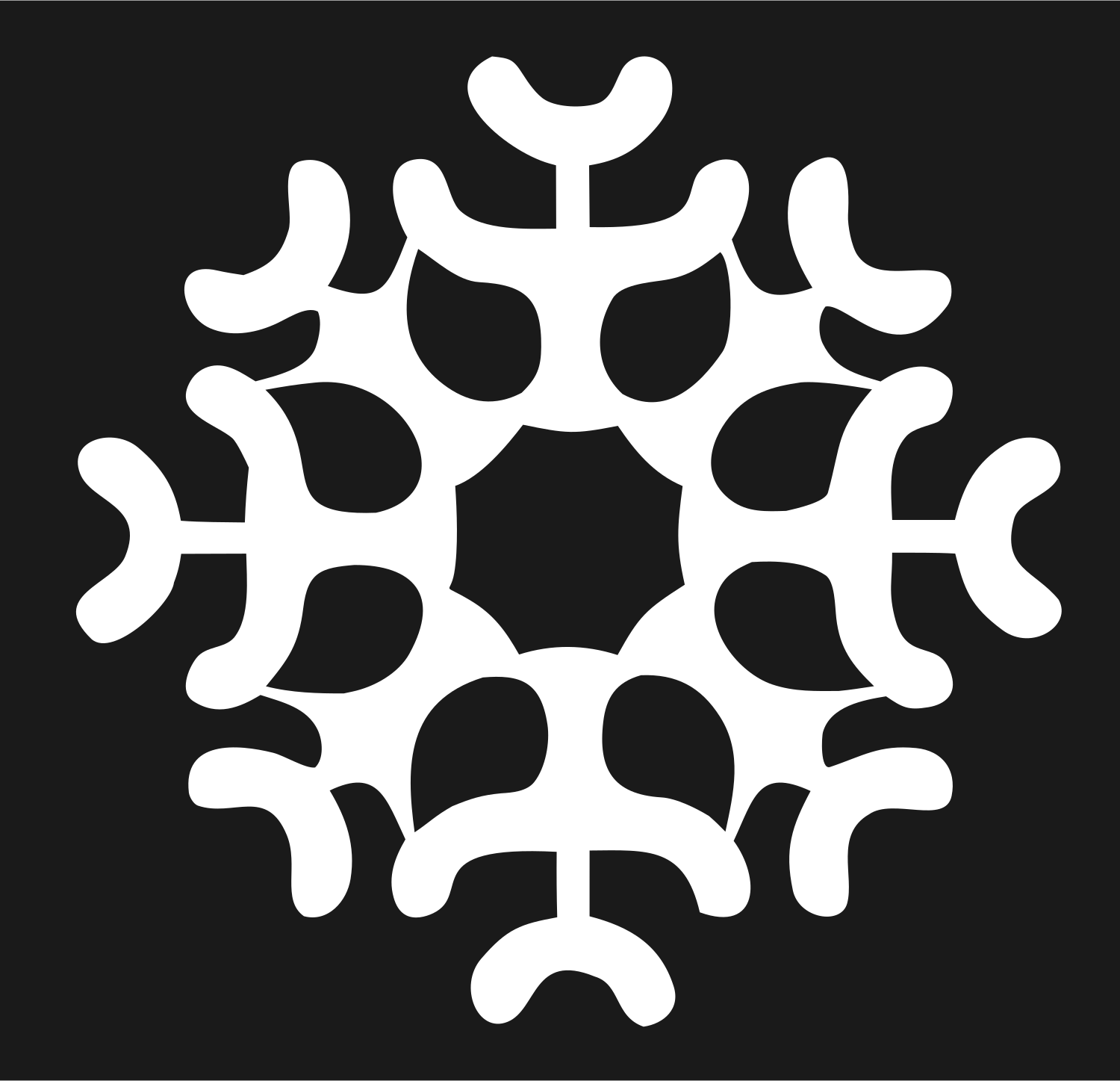Bold Branching Snowflake Crest #1a1a1a/#ffffff