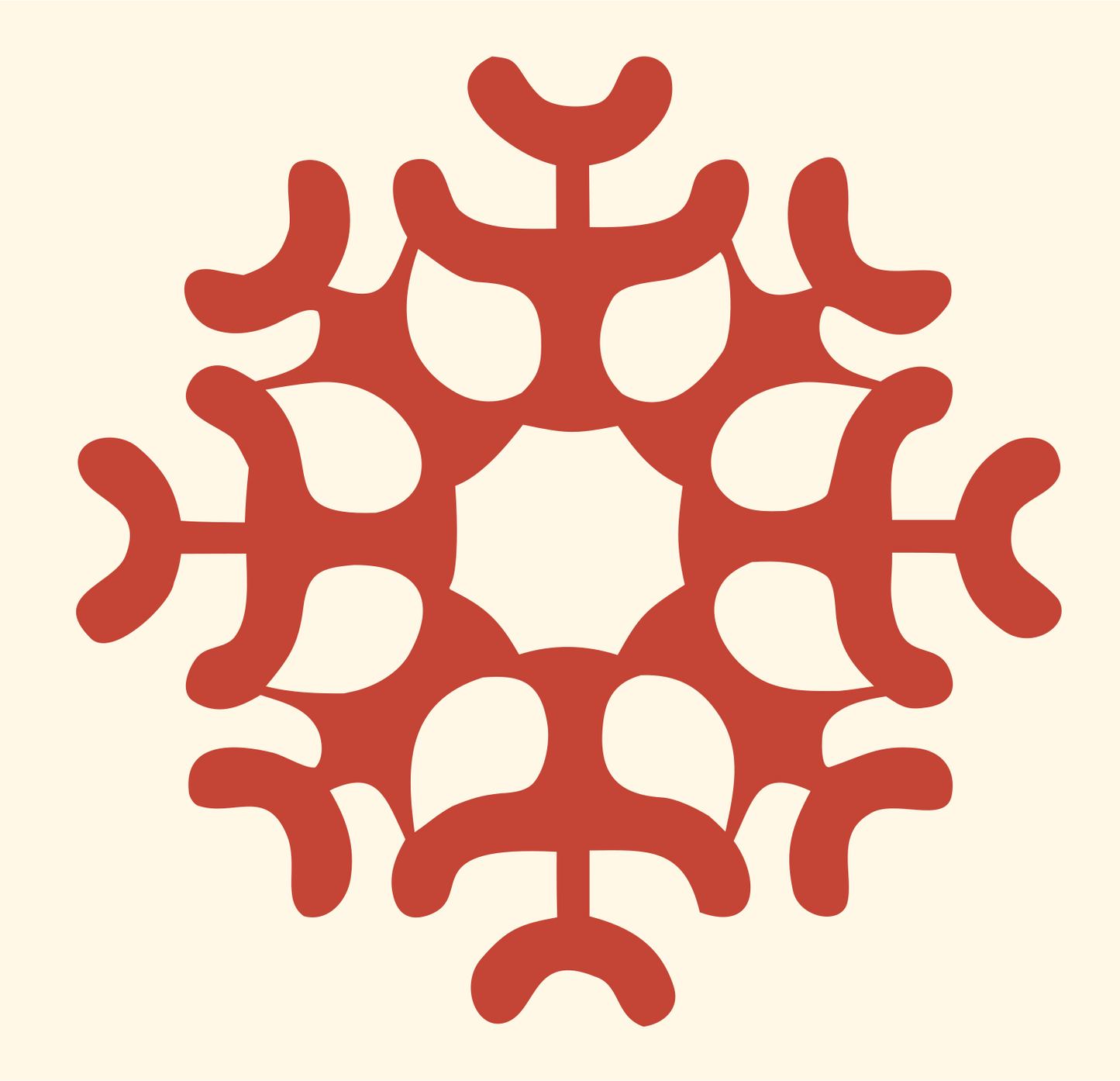 Bold Branching Snowflake Crest #fff8e7/#c44536