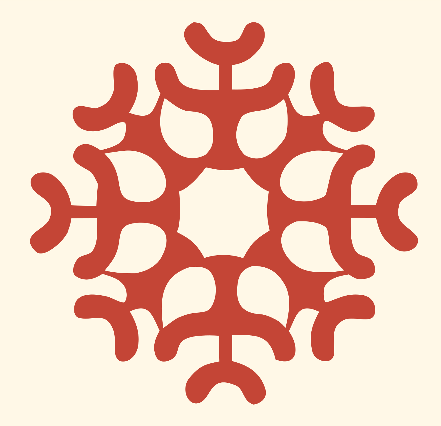 Bold Branching Snowflake Crest #fff8e7/#c44536