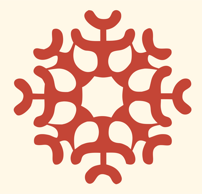 Bold Branching Snowflake Crest #fff8e7/#c44536
