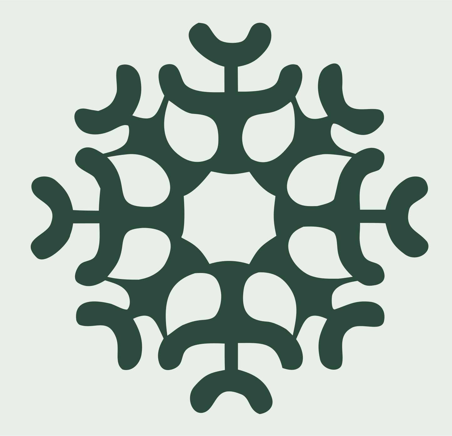 Bold Branching Snowflake Crest #e8efe9/#2d4a3e