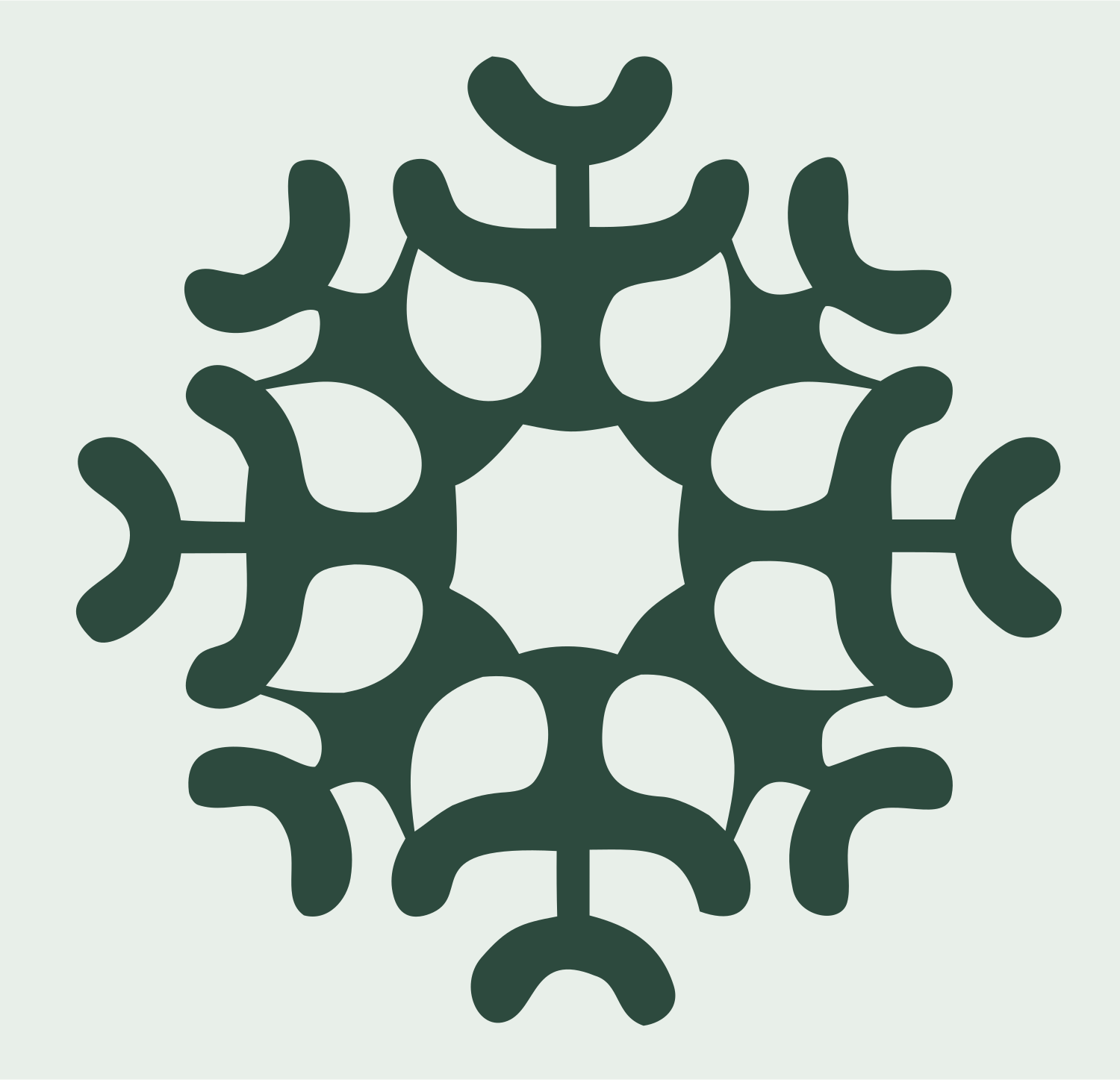 Bold Branching Snowflake Crest #e8efe9/#2d4a3e