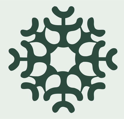 Bold Branching Snowflake Crest #e8efe9/#2d4a3e