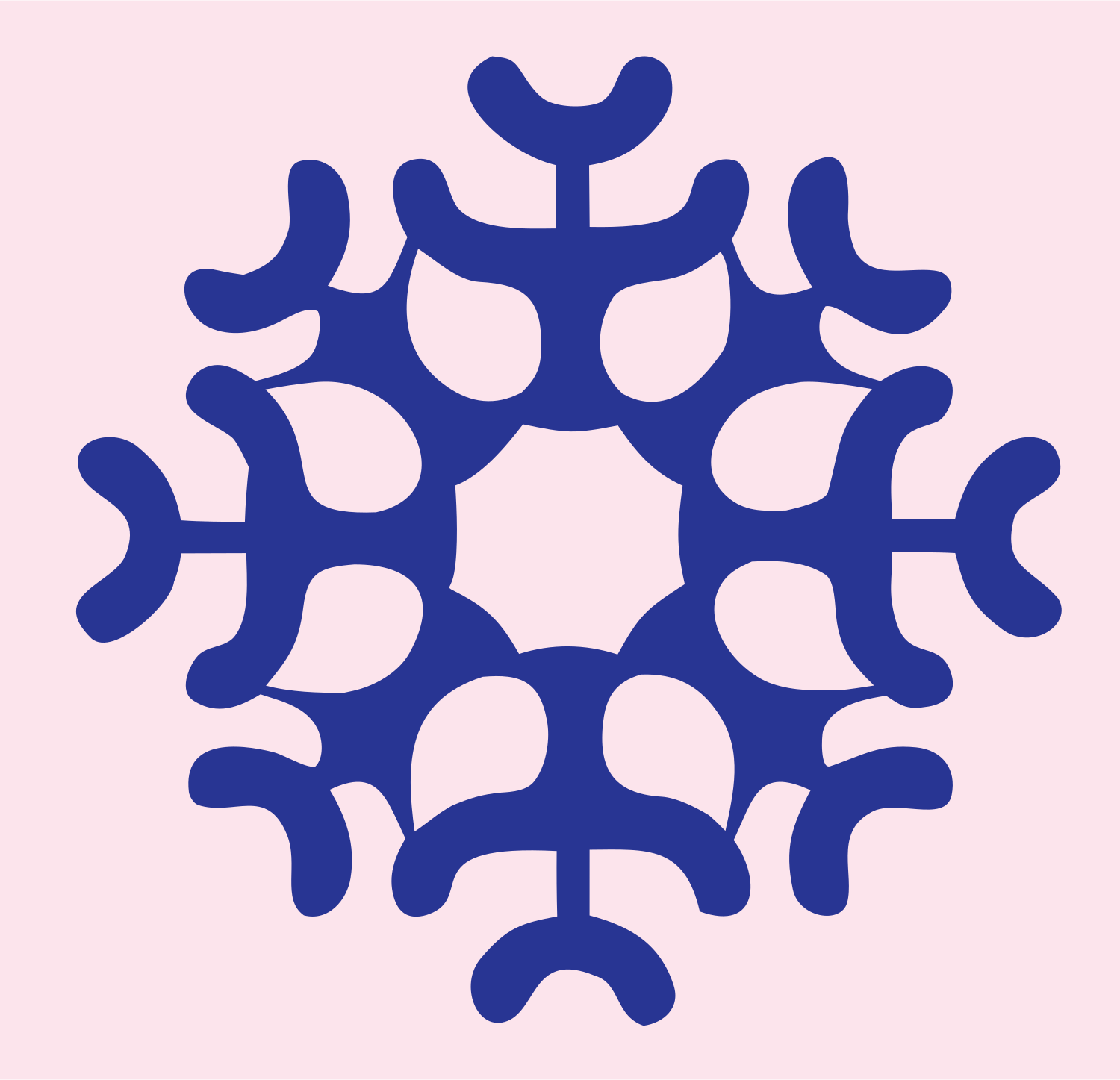 Bold Branching Snowflake Crest #fce4ec/#283593
